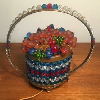 Czech (Czechoslovakian) Antique Glass Fruit Basket Lamp MARKED & 2