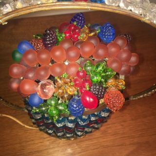 Czech (Czechoslovakian) Antique Glass Fruit Basket Lamp MARKED & 4