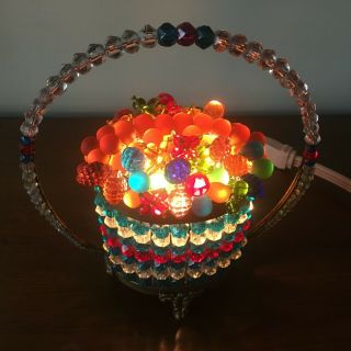 Czech (Czechoslovakian) Antique Glass Fruit Basket Lamp MARKED & 5