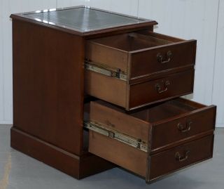 MAHOGANY WITH GREEN LEATHER DOUBLE FILING CABINET MATCHING DESK AVAILABLE SILVER 11