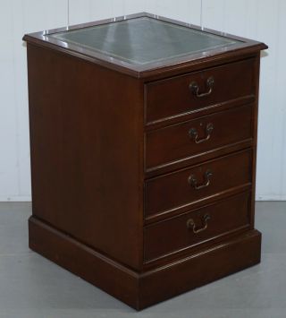 Mahogany With Green Leather Double Filing Cabinet Matching Desk Available Silver