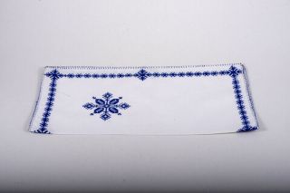 Embroidered Tablecloth Blue Handmade Vintage Moroccan Embroidered 12 napkins 8