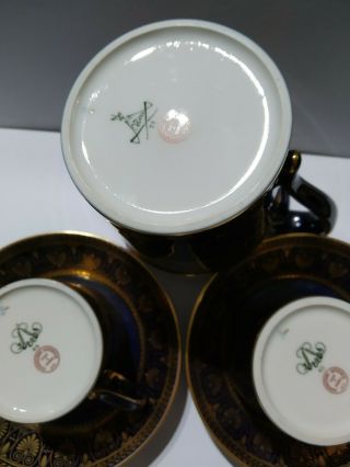 Antique Sevres Cobalt Blue Cups&Saucers with Milk Pot 3