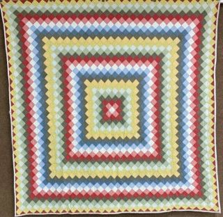 Awesome Pattern C 1900s Trips Around The World Quilt Antique Lancaster Blue