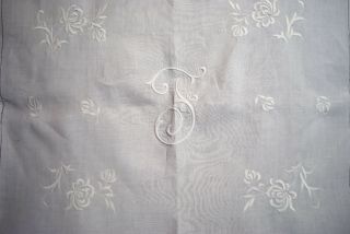 Vintage Pair Linen Embroidered Wedding Bedspreads 1920 