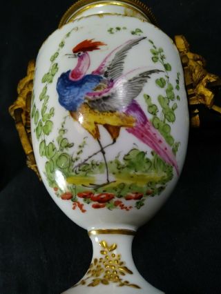 Antique French Sevres Bronze Mounted Porcelain Lidded Urn Vase Birds Of Paradise 9
