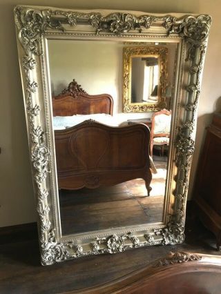 Large Antique Silver Ornate French Statement Floor Leaner Dress Wall Mirror 6ft