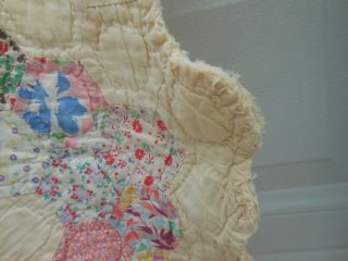 Early 20th Century Flour Sack Patchwork Grandmother ' s Garden Quilt 4