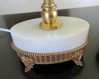 Antique Small Pair French Alabaster Marble Boudoire Side Table Lamps Gold Gilt 7