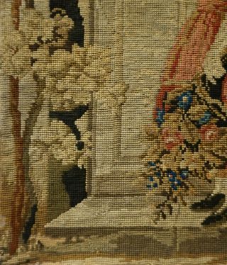 LATE 19TH CENTURY NEEDLEPOINT OF A YOUNG GIRL HOLDING A FLORAL BOUQUET - c.  1870 7