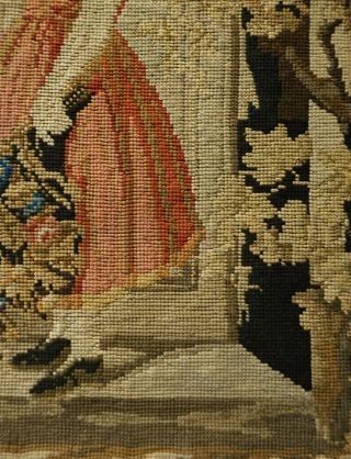 LATE 19TH CENTURY NEEDLEPOINT OF A YOUNG GIRL HOLDING A FLORAL BOUQUET - c.  1870 8