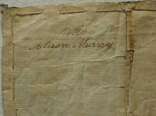 VERY SMALL EARLY 19TH CENTURY HOUSE & COMMANDMENTS SAMPLER BY ALISON MURRAY 1812 11