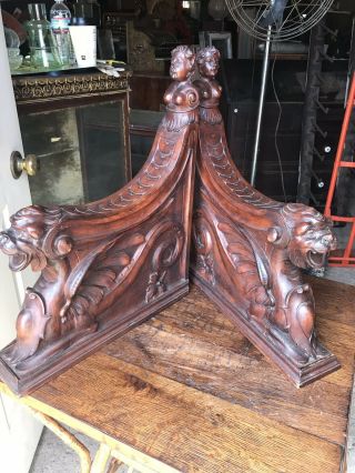 Well Carved Winged Griffin Mahogany Architectural Fragments Victorian 5