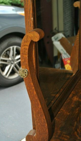 Antique Walnut Wood Vanity with Swivel Mirror,  with custom made glass top 4