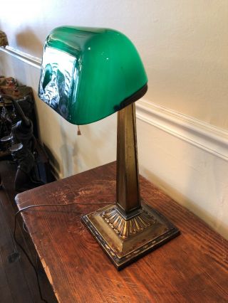 Antique Brass Emeralite 1920s Desk Lamp 2