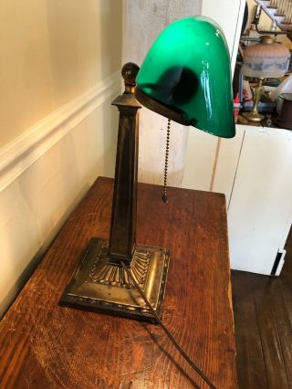 Antique Brass Emeralite 1920s Desk Lamp 3