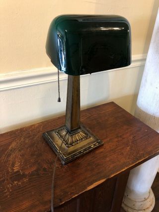 Antique Brass Emeralite 1920s Desk Lamp 8