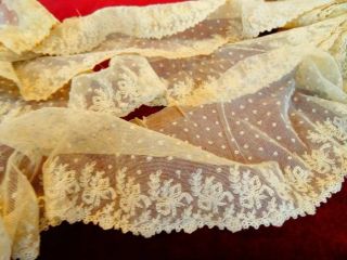 4 Long Victorian Lace Bridal Lengths C.  1880