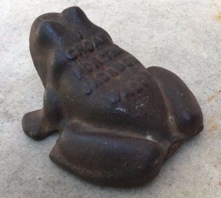 ANTIQUE CAST IRON TOAD FROG JACKSON ' S 1880 JACKSON WAGON CO.  ADVERTISING 2