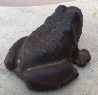 ANTIQUE CAST IRON TOAD FROG JACKSON ' S 1880 JACKSON WAGON CO.  ADVERTISING 3