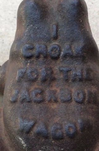 ANTIQUE CAST IRON TOAD FROG JACKSON ' S 1880 JACKSON WAGON CO.  ADVERTISING 5