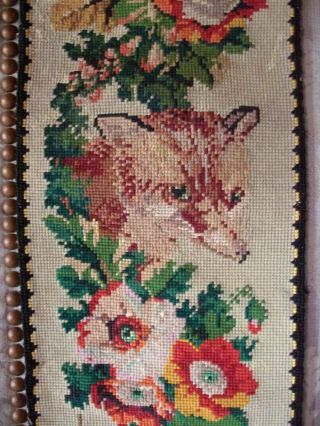 Three French Antique Handwoven Tapestry Panels Dogs /Stag / Foxes 5