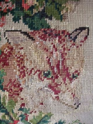 Three French Antique Handwoven Tapestry Panels Dogs /Stag / Foxes 7