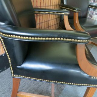 Pair Black w brass Nailhead VINTAGE JASPER SEATING Lawyer Office Client Chairs 5