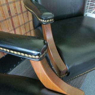 Pair Black w brass Nailhead VINTAGE JASPER SEATING Lawyer Office Client Chairs 7