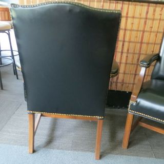 Pair Black w brass Nailhead VINTAGE JASPER SEATING Lawyer Office Client Chairs 8