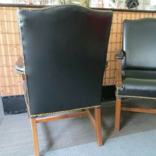 Pair Black w brass Nailhead VINTAGE JASPER SEATING Lawyer Office Client Chairs 9