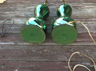 Vintage RARE Pair Art Deco Emerald Green Mercury Glass Parlor Lamps Investment 2