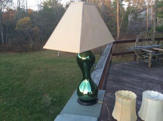 Vintage RARE Pair Art Deco Emerald Green Mercury Glass Parlor Lamps Investment 4