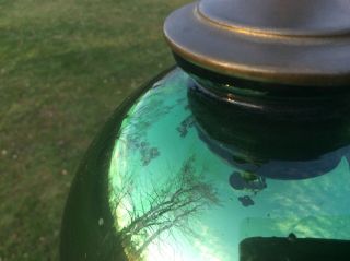 Vintage RARE Pair Art Deco Emerald Green Mercury Glass Parlor Lamps Investment 9