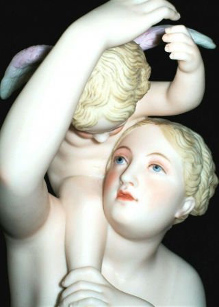 Antique French Sevres Qty Lady Nude Goddess & Cupid Cherub Porcelain Figurine