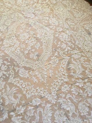 Omg Antique Italian Lace Tablecloth Cotton Netting 1920s 99x73 A