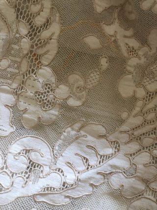 Omg Antique Italian Lace Tablecloth Cotton Netting 1920s 99x73 A 3