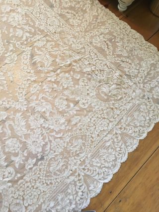 Omg Antique Italian Lace Tablecloth Cotton Netting 1920s 99x73 A 4