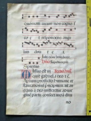 Large Medieval Music Manuscript,  Lf,  Vellum,  Handptd.  Initials,  C.  1500,  76