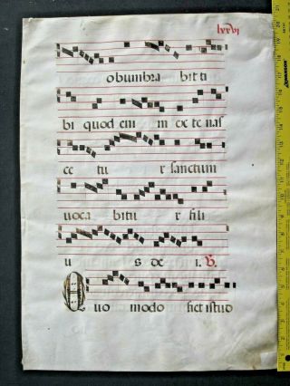 Large Medieval Music Manuscript,  Lf,  Vellum,  handptd.  Initials,  c.  1500,  76 2