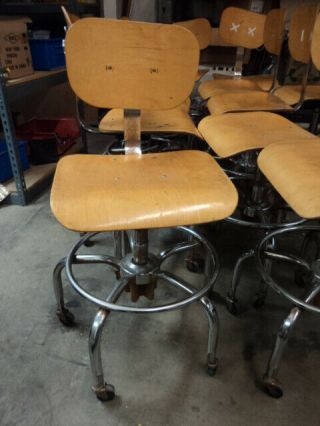 Vintage Adjusto Equipment Co Adjustable Drafting Chair Stool With Foot Ring