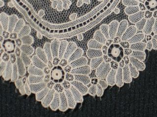 Antique Belgian Point de Gaze Lace Collar Handmade Bobbin Lace Dress Front 3