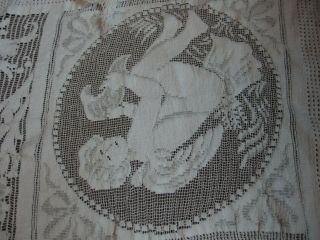Antique bedspread filet lace 7