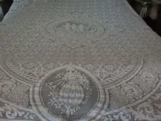 Antique bedspread filet lace 8
