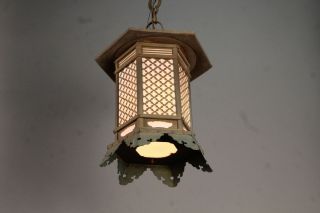 4 Antique1910 Arts And Crafts Japanese Lantern Pendant Lamp (11368
