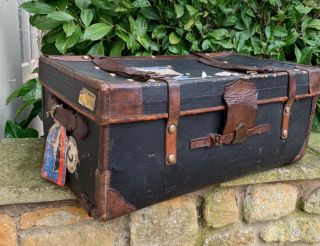Vintage Steamer Trunk,  With Cunard White Star Labels And Stickers