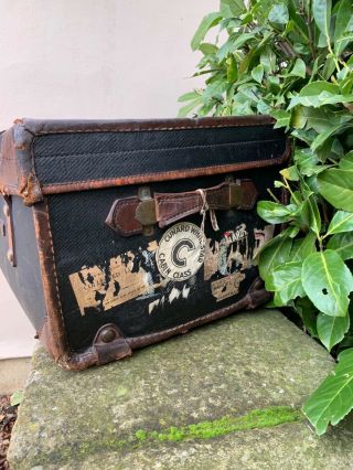 Vintage Steamer Trunk,  with Cunard White Star labels and stickers 4