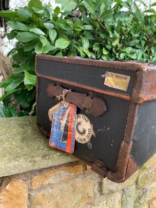 Vintage Steamer Trunk,  with Cunard White Star labels and stickers 5