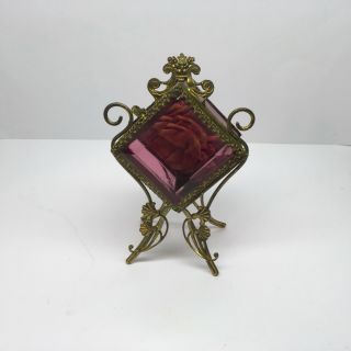 Antique French Cranberry Glass Pocket Watch Holder