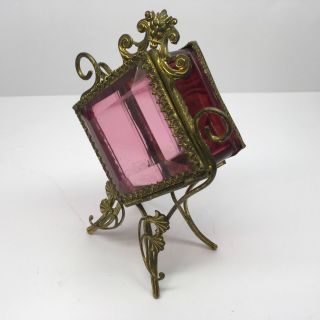 Antique French Cranberry Glass Pocket Watch Holder 4